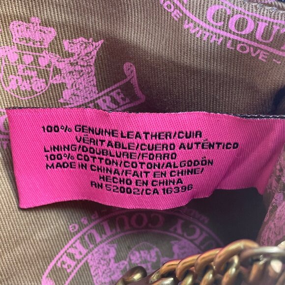 Juicy Couture Black Embossed Leather With Gold Chain Strap & Heart Charm Clutch - Picture 9 of 11